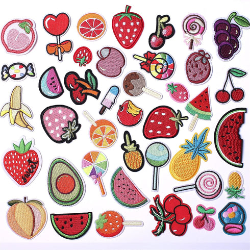 Embroidered Fruit Patches, Cute Fruit Iron on/Sew on Patches Applique for Clothes, Dress, Hat, Jeans, DIY Accessories (Pack of 40)...