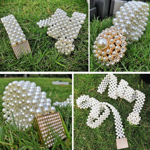 Dubulle Women’s Pearl Belts Elastic Bridal Sash Crystal lvory Bead Wedding Belt Sexy Bridesmaid Dress Girl Waist Chain...