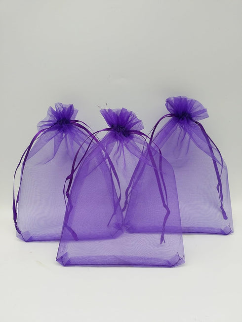 Ankirol 100pcs Sheer Organza Favor Bags 5x7'' For Wedding Gift Bags Samples Display Drawstring Pouches (purple)...