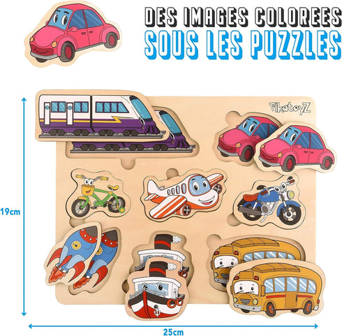 Puzzles for 1 2 3 year old. Ideal transport Wooden Puzzles for Kids. Travel Wooden Toys for 1 + year old. Wooden baby puzzle ideal as a gift. Mont...