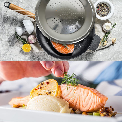 LUCETE Stainless Steel Splatter Screen 12.6" – Hot Grease Splatter Screen for Frying Pan - Oil Splash Guard - Protect your Skin from Burn & Keep Y...