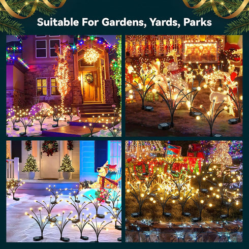 Solar Garden Lights 2-Pack 16 LEDs with Two Light Modes, Firefly Garden Lights Solar Outdoor, Swinging Garden Lights Solar Powered Waterproof for ...