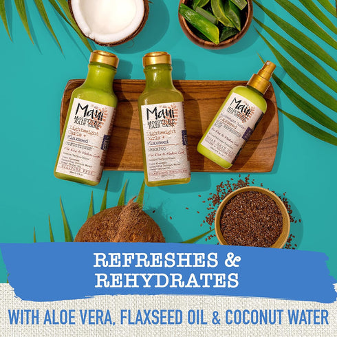 Maui Moisture Lightweight Curls + Flaxseed Shampoo, Paraben Free, Silicone Free, 13 Fl Oz,Green...