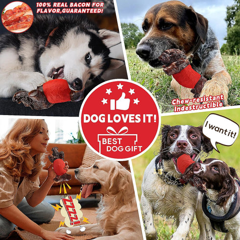 DBF Dog Chew Toys for Aggressive Chewers - Wild Boar Indestructible Dog Squeak Toy with Bacon Flavor, Durable Heavy Duty Dog Toys, Tough Nylon Dog...