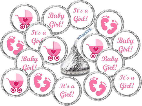 324 Pink Its a Girl Baby Shower Favors Stickers for Baby Shower Or Baby Sprinkle Party Decorations, Baby Shower Kisses Stickers, Baby Shower Pink ...