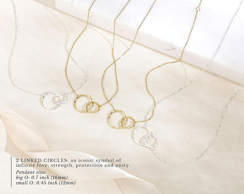 HOPE LOVE SHINE New Mom Necklace – Pregnancy Gift for Expecting Mom, First Time Mom Jewelry – Sterling Silver/Gold Double Circle Pendant with Gift...