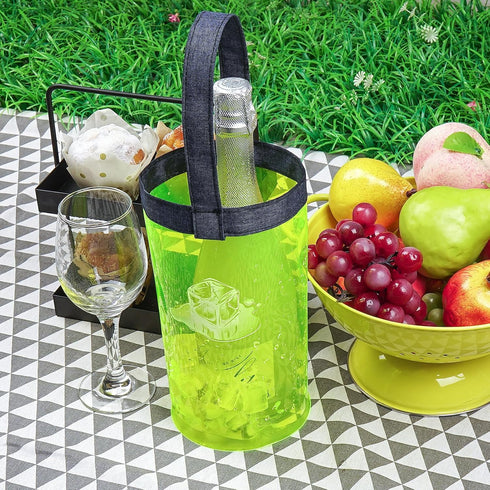 SHIDOW Ice Bag Collapsible wine Cooler Bag, Ice wine Bag Collapsible Clear wine Cooler Bag PVC wine Pouch Bags, for Party, Camping, Picnic, Chille...