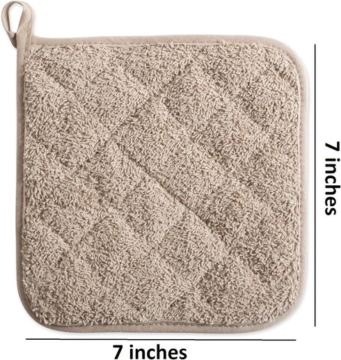 DII Basic Terry Collection Quilted 100% Cotton, Potholder, Stone, 3 Piece...