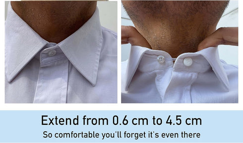 C2 Elastic Shirt Collar Extender - 5 Pack Neck Extender for Dress Shirt - Non-Metal Button Extender for Dress Shirts - 3 Sizes: Small, Regular, an...