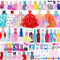 56 Pcs Doll Clothes and Accessories,2 Wedding Gowns 2 Evening Dresses 6 Fashion Dresses 4 Set Casual Outfit Top and Pant 2 Swimsuit,20 Hanger 10 S...