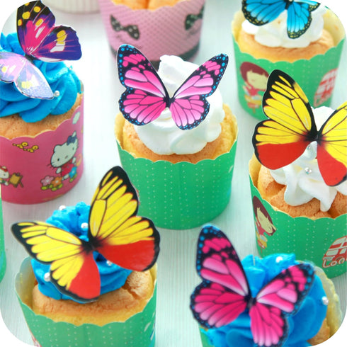 Butterfly cake Toppers 40Pcs Set, GUCUJI Chocolate Mousse Cake Cupcake Toppers Picks Decoration (4 Patterns X 10)...