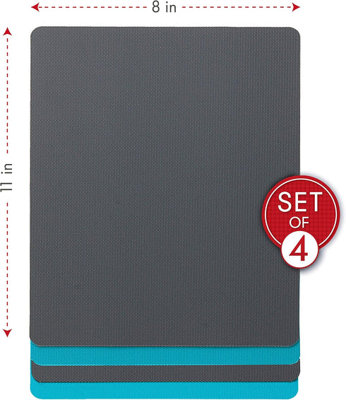 Dexas Heavy Duty Cutting Board Grippmat, Flexible Cutting Boards for Kitchen, Set of 8, Non Slip Plastic Board Cutting Mat 8 by 11 inches, Gray an...