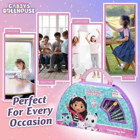 Gabby's Dollhouse Art Set Kids Colouring Set Drawing Gifts for Girls (Purple Halfmoon Set)...