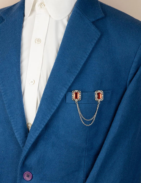 Knighthood Stone With Silver Engraving And Hanging Tassel Chain Collar Pin Brooch, Suit Stud, Shirt Studs, Lapel Pin Accessories for Men Women...