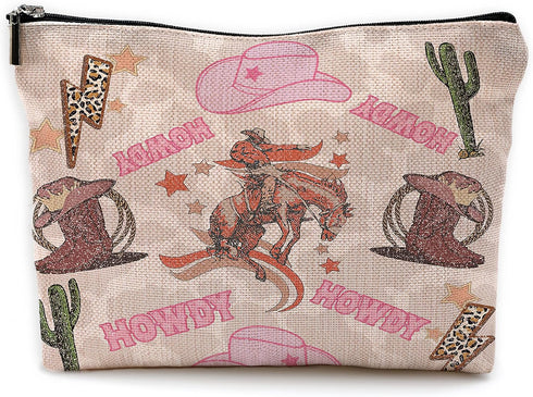 Western Makeup Bag, Hot Pink Makeup Bag,Make Up Bag,Teen Girls Gift,Cowgirl Gifts Western Gifts,Horse Rider Gifts...