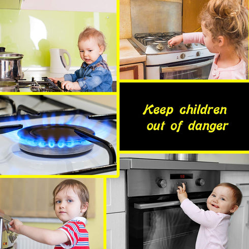 6 Pack Clear Stove Knob Safety Covers - Protect Little Kids with A Child Proof Lock for Oven/Stove Top/Gas Range - Baby/Toddler Kitchen Safety Gua...