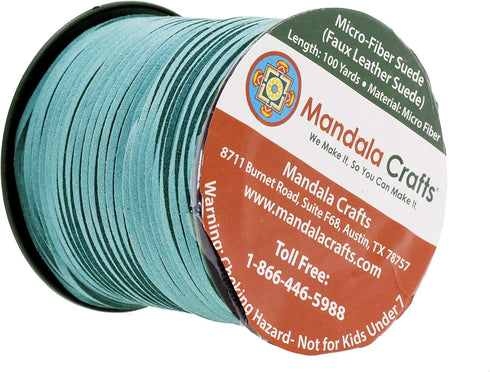 Mandala Crafts Peacock Faux Suede Cord for Jewelry Making - 2.65mm 100 Yards Flat Vegan Leather Strings Laces Strips for Bracelets, Necklaces, DIY...
