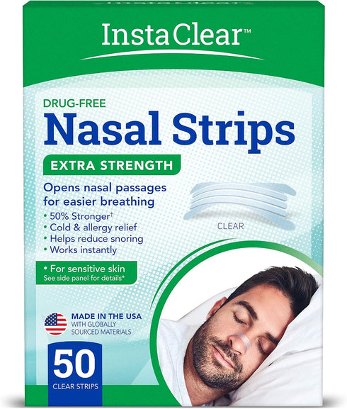 Extra-Strength Nasal Breathing Strips Clear 50 ct | Works Instantly, Nasal Congestion Relief, Stops Snoring, Cold & Allergy...