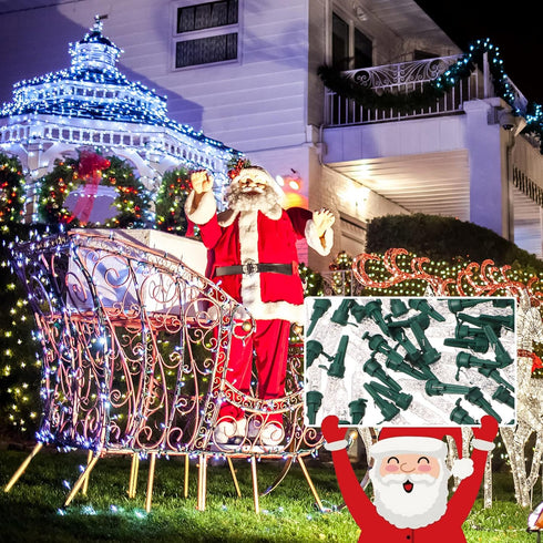 60 Pack Christmas Replacement Mini Bulbs 3 V LED String Lights Outdoor Indoor Wide Angle Bulbs for Christmas Tree Garden Home (Green Base with War...