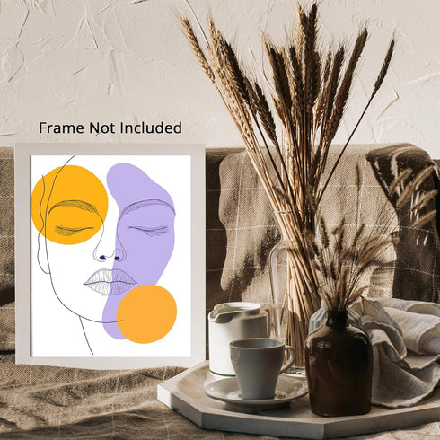 Posterizer 1 pcs-single art of a womans face-purple orange minimal art 2-Abstract & Modern Art-Gift for Art Lovers-Decor for Home & Office- unfram...
