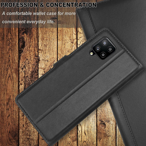 for Galaxy A42 5G Case Wallet Black Leather Flip Folio Case for Samsung A42 with Card Slots Kickstand Magnetic Closure Ultra Slim Shockproof Prote...