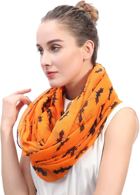 Lina & Lily Halloween Bat Print Women's Infinity Loop Scarf Lightweight...