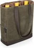 Legacy - a Picnic Time Brand, Bottle Insulated Wine Bag, Distressed Waxed Canvas Wine Tote Bag, Wine Gift Bag...