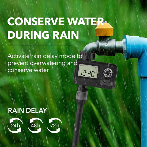 BN LINK Programmable Sprinkler Timer with Rain Delay – Waterproof Digital Water Timer for Garden Hoses, Manual & Automatic Irrigation System, 1 Ou...