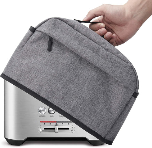 VOSDANS 2 Slice Toaster Cover with Zipper & Open Pockets Kitchen Small Appliance Cover with Handle, Dust and Fingerprint Protection, Machine Washa...