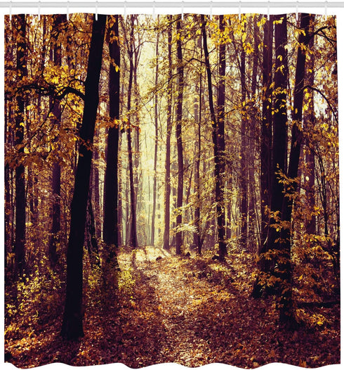 Ambesonne Forest Shower Curtain, Mysterious Atmosphere Misty Woods Tree Nature Landscape Image, Cloth Fabric Bathroom Decor Set with Hooks, 69" W ...