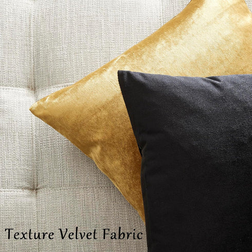 GIGIZAZA Black Velvet Pillow Covers 24x24,Decorative Square Throw Pillows Modern Covers Big Solid Living Room Pillow Cases for Couch Pack of 2...