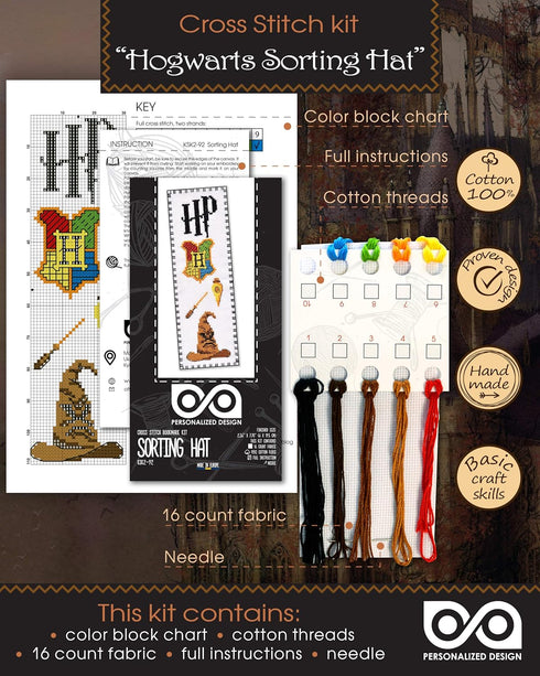 Personalized.Design Cross-Stitch Kit of Bookmark “HP: Hogwarts Sorting Hat”...