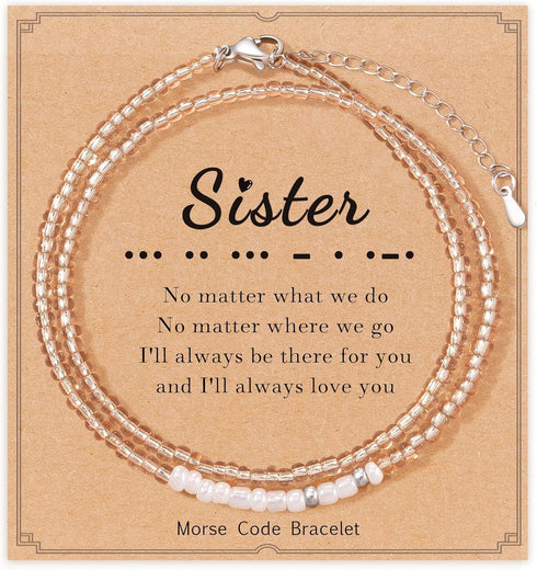 Morse Code Bracelets for Women, Inspirational Funny Bead Wrap Bracelets Gifts for Best Friends Sister Her Women Female...
