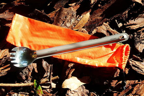 Savior Survival Gear Titanium Spork – Lightweight Multi-Purpose Long Handle Camping Spork - Eco-friendly Backpacking Utensil...