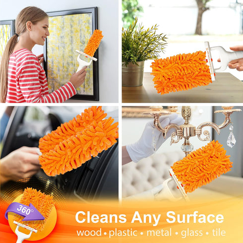 EasyClean Microfiber Duster for Blinds - Multi-Surface Microfiber Dusters for Cleaning - Blind Cleaner Duster Tool - Baseboard Cleaner Tool with H...