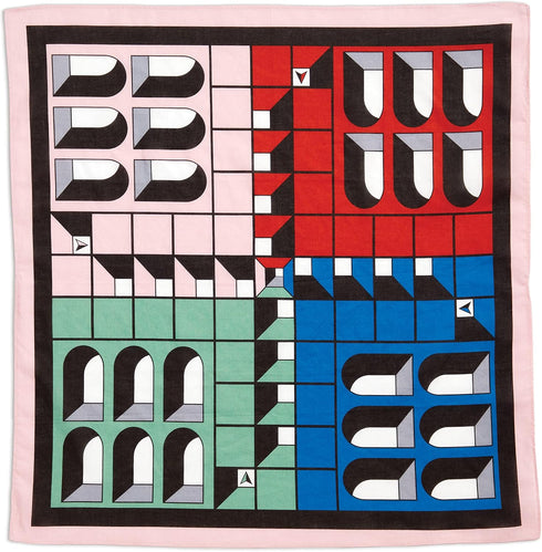 Galison Jonathan Adler Arcade Classic Bandana Game from Galison - Featuring Chic Printed Cotton Bandana Game Board, Includes 16 Wooden Game Pieces...