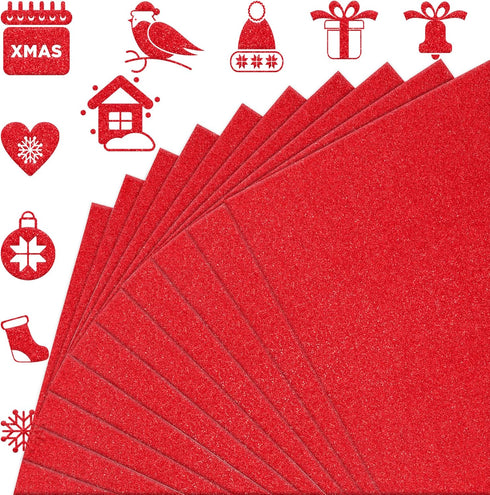 20 Sheets Christmas Red Glitter Cardstock Paper, A4 Size Glitter Paper for Crafts, Birthday and Wedding Party decorations, Gift Box packing and Ot...