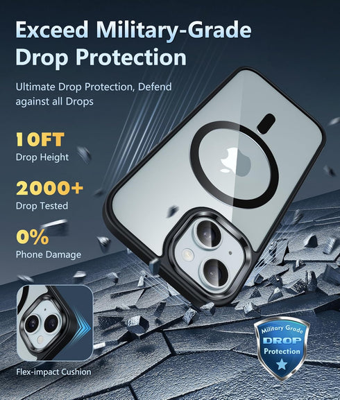 FNTCASE for iPhone 15-Plus Phone Case: Magnetic Clear Military Grade Shockproof Anti Yellowing Slim Phone Cover with Camera Lens Protector & Scree...
