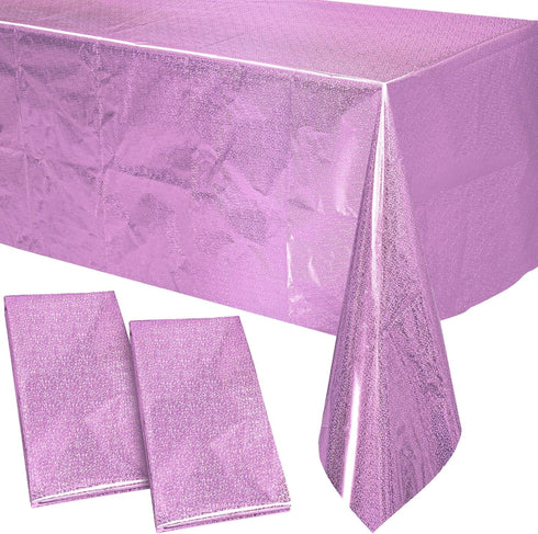 PixiPy Premium Plastic Disposable Tablecloth (2 PK, Purple, 40" x 108") Elegant Table Cover for Parties, Heavy Duty Thick Laser Cut Napery Indoor ...