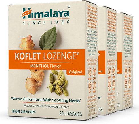 Himalaya Koflet Lozenges,Natural Herbal Cough Drop for Warming Relief and Soothing Throat Comfort (3-Pack, Menthol)...