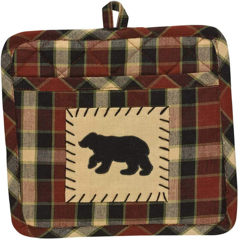 Park Designs Concord Black Bear Pocket Potholder Set of 2...