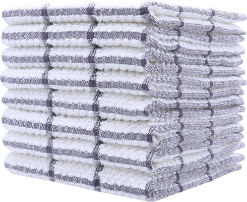 Cotton Grid Dish Cloths, Terry Cleaning Rags, 12 x 12 Inches, Light and Soft, Quick Drying Dish Rags, 8pc/Set (Purple)...