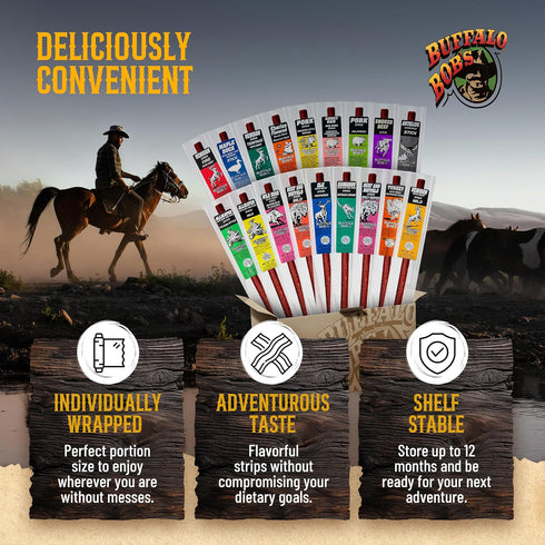 Buffalo Bob's Wild Game Meat Snacks (1oz Stick, 10 Pack) Exotic Variety Assortment Sampler, Gift for Men/Dad, Stocking Stuffer, Adventure Enthusia...