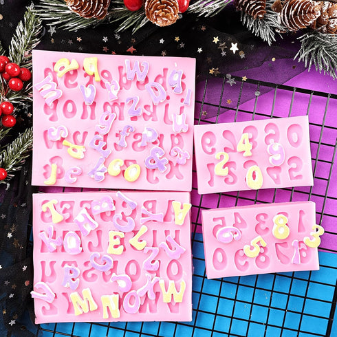 Letters Molds and Numbers Molds, Silicone Fondant Mold Chocolate Molds, 0-9 Number and 26 Letters Silicone Molds for Baking Desserts and Cake Deco...