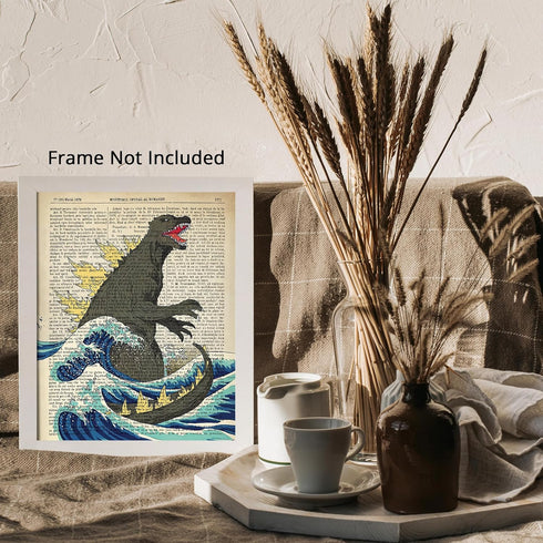 Posterizer 1 pcs-Godzilla Dictionary Poster-Great Wave Off Kanagawa-Abstract & Modern Art-Retro Art-Gift for movie lovers-Gift for Art Lovers- unf...