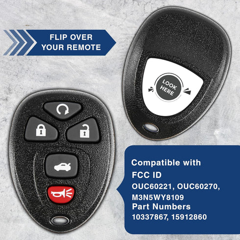 2X KeylessOption Key Fob Replacement for 2015 2006 2007 2008 2009 2010 2011 2012 2013 Buick Lucerne Cadillac DTS Chevrolet Chevy Impala Monte Carl...