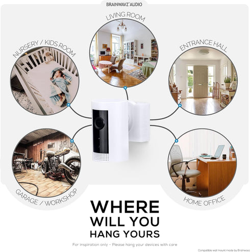 Adhesive Wall Mount for Ring Indoor Cam (2 Pack), Easy to Install Holder Hanger, No Tools Needed, No Mess, No Drilling, Strong VHB Mount, White by...
