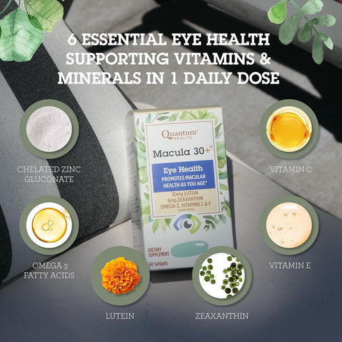 Quantum Health Macula 30+ Eye Health Supplement|Promotes Macular and Retinal Health as You Age|Formulated with Lutein, Zeaxanthin, Omega-3, and Vi...