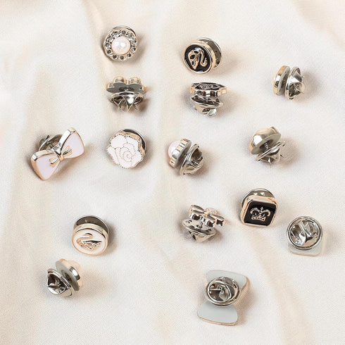 120pcs Brooch Buttons for Women, Mini Instant Buttons Pins,Assorted Brooch Pins, Pearl Rhinestones Shirt Lapel Brooch Pins, Cover Up Buttons Pins ...