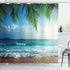 Ambesonne Ocean Shower Curtain, Palms Tropical Island Summer Beach Foamy Sea Water Maldives Idyllic Photography, Cloth Fabric Bathroom Decor Set w...